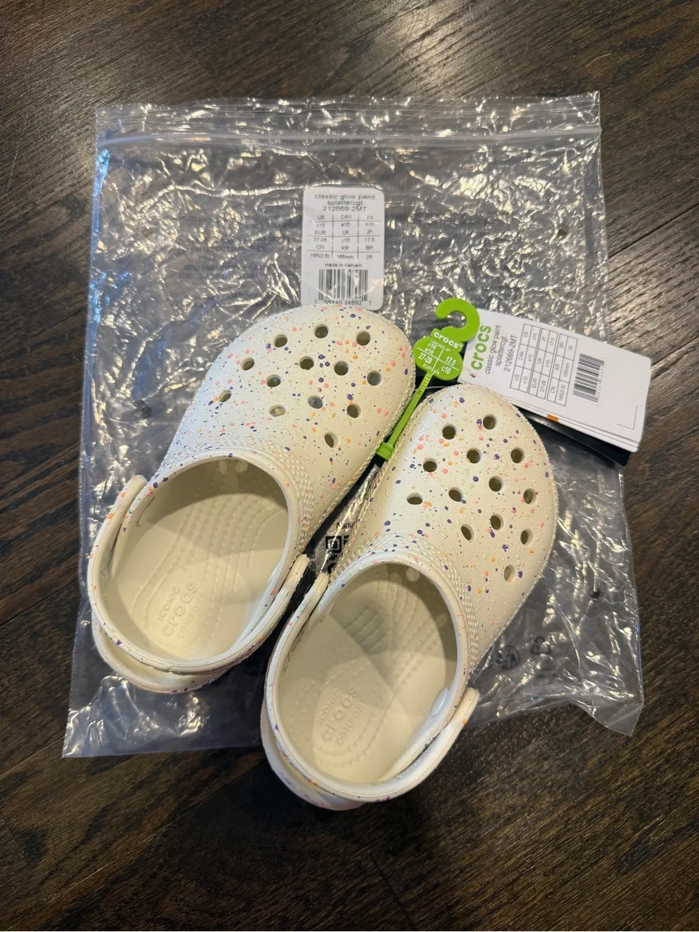 CROCS Kids Classic Clog in Cream with Multicolor Speckle